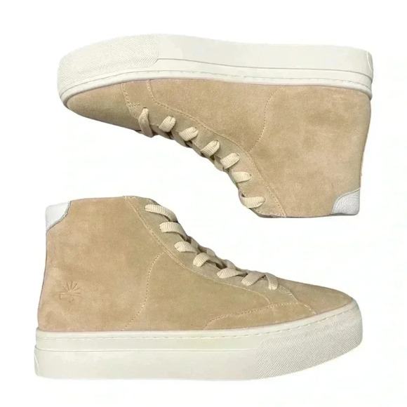 Soludos Ibiza Tan Sand High Top Sneakers Size 8.5 Suede Hipster Preppy Spring - Picture 1 of 12